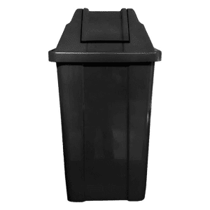 JJ.Q60 – LIXEIRA PLÁSTICA 60L QUADRADA COM TAMPA VAI-VEM PRETO