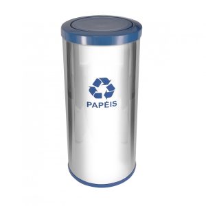 JJ.C53 - LIXEIRA EM AÇO INOX COM TAMPA MEIA ESFERA PLÁSTICA 50L