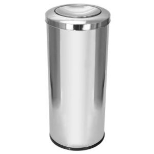 JJ.C19 - LIXEIRA EM AÇO INOX COM TAMPA MEIA ESFERA 50L