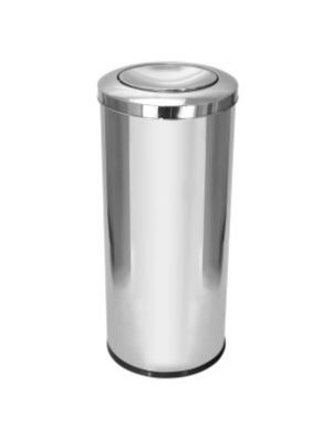 JJ.C19 - LIXEIRA EM AÇO INOX COM TAMPA MEIA ESFERA 50L