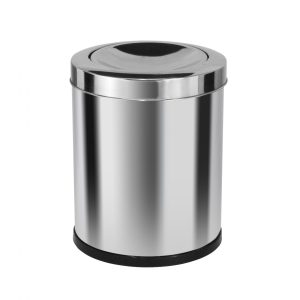 JJ.E4 - LIXEIRA EM AÇO INOX COM TAMPA MEIA ESFERA 13,5L