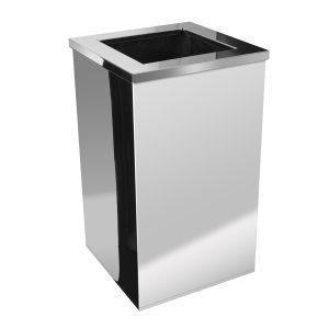 JJ.QI5 - LIXEIRA QUADRADA COM ARO EM AÇO INOX 50L