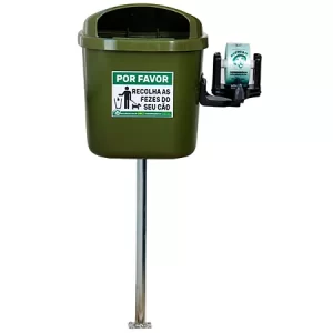LIXEIRA CATA CACA 40 LITROS VERDE COM POSTE JJ.1103PVD
