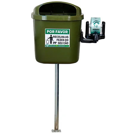 LIXEIRA CATA CACA 40 LITROS VERDE COM POSTE JJ.1103PVD