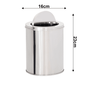 LIXEIRA DE AÇO INOX 16X23 05 LITROS C/ARO BASCULANTE - Image 2