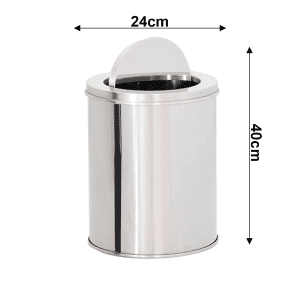 LIXEIRA DE AÇO INOX 24X40 20 LITROS C/ARO BASCULANTE - Image 2
