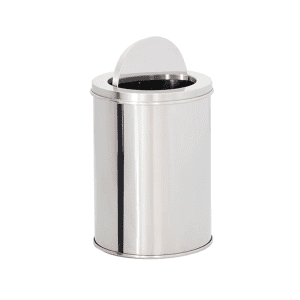 LIXEIRA DE AÇO INOX 24X50 25 LITROS C/ARO BASCULANTE