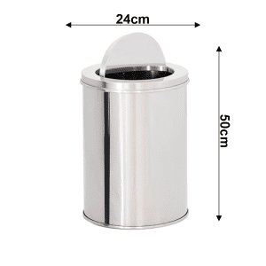 LIXEIRA DE AÇO INOX 24X50 25 LITROS C/ARO BASCULANTE - Image 2