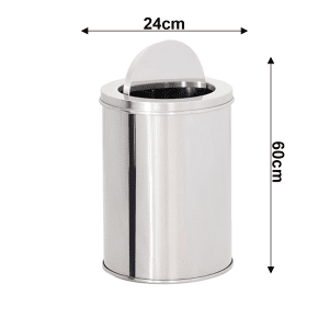 LIXEIRA DE AÇO INOX 24X60 27 LITROS C/ARO BASCULANTE - Image 2