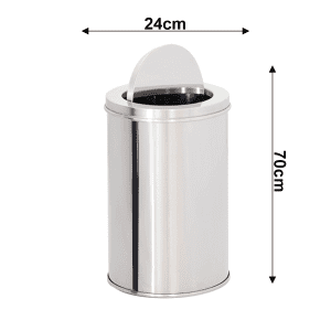 LIXEIRA DE AÇO INOX 24X70 30 LITROS C/ARO BASCULANTE - Image 2