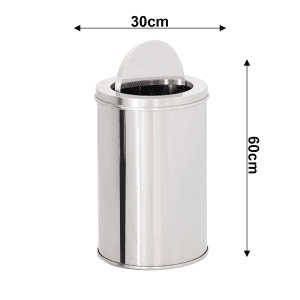LIXEIRA DE AÇO INOX 30X60 40 LITROS C/ARO BASCULANTE - Image 2