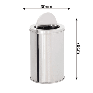 LIXEIRA DE AÇO INOX 30X70 50 LITROS C/ARO BASCULANTE - Image 2