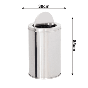LIXEIRA DE AÇO INOX 30X85 60 LITROS C/ARO MEIA ESFERA - Image 2