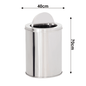 LIXEIRA DE AÇO INOX 40X70 88 LITROS C/ARO BASCULANTE - Image 2