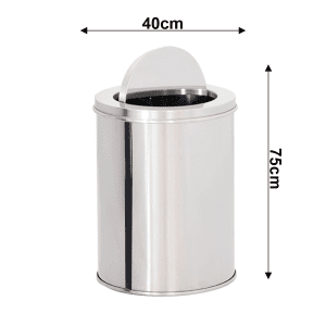 LIXEIRA DE AÇO INOX 40X75 95 LITROS C/ARO BASCULANTE - Image 2