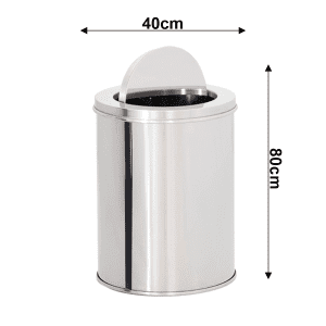 LIXEIRA DE AÇO INOX 40X80cm 100 LITROS C/ARO BASCULANTE - Image 2