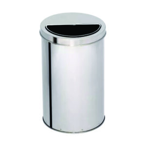 LIXEIRA EM AÇO INOX 24X50cm 25 LITROS C/ARO MEIA LUA