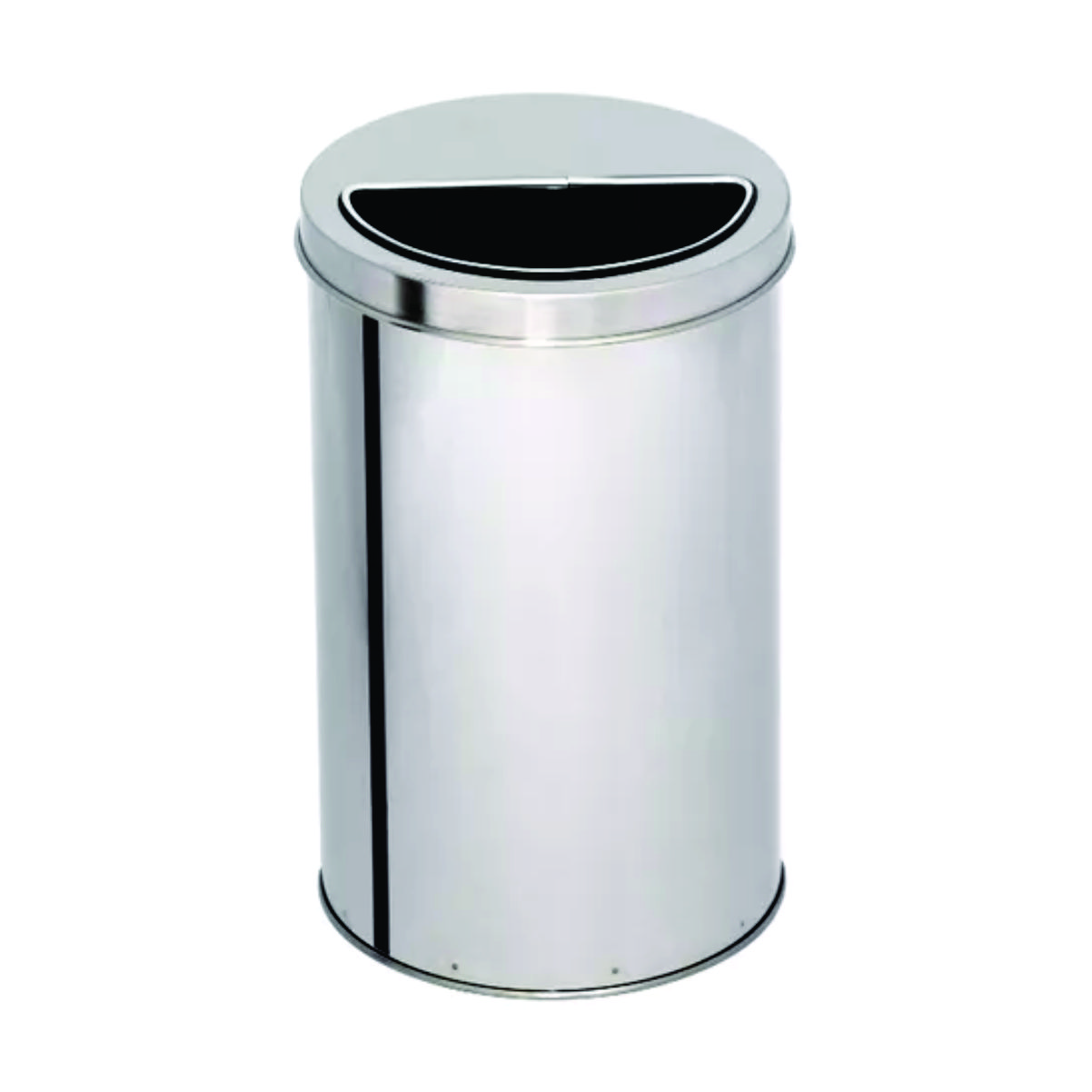 LIXEIRA EM AÇO INOX 24X50cm 25 LITROS C/ARO MEIA LUA