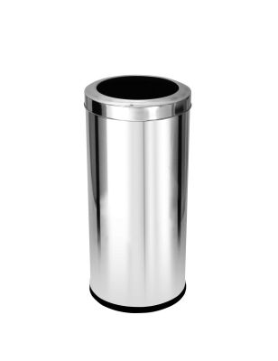 LIXEIRA EM AÇO INOX COM ARO INOX 22L - JJ.C32
